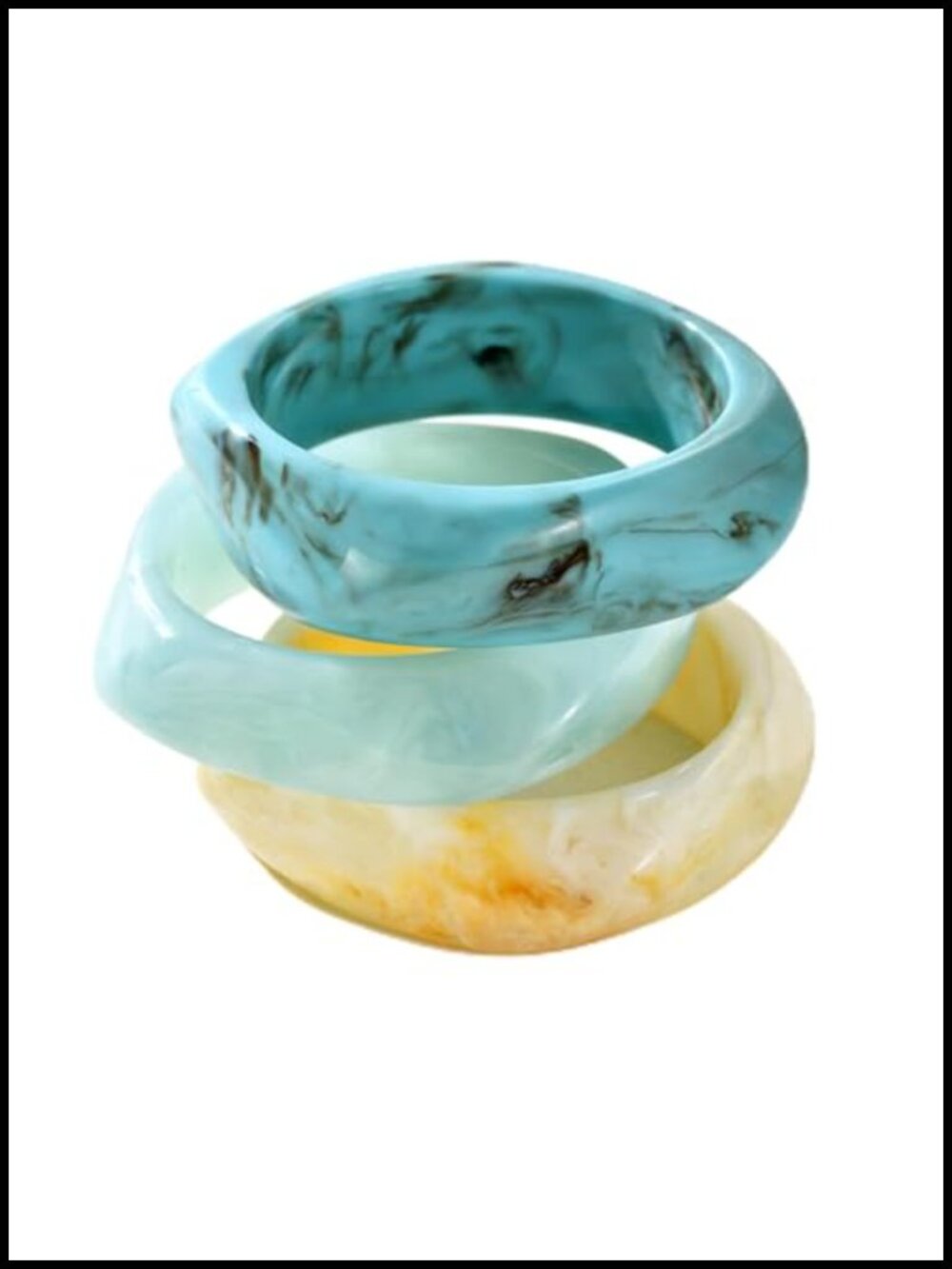 3-Piece Chunky Acrylic Cuff Bangle Set for Women Bold Statement Bracelet
